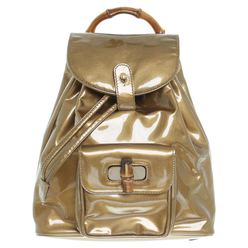 Gucci &quot;Vintage bamboo mini back pack&quot; in bronze - Buy Second hand Gucci &quot;Vintage bamboo mini ...