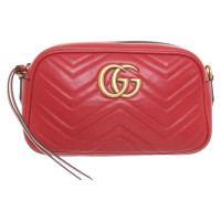 Gucci GG Marmont Crossbody Bag Leer in Rood
