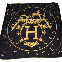 Hermès Sciarpa di seta in nero / oro