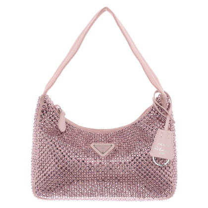 Prada Mini Crystals Hobo Bag en Rose/pink