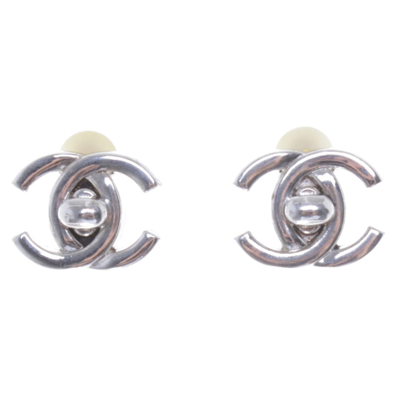 Chanel Clip earrings with logo