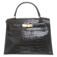 Hermès Kelly Bag 28 Leer in Zwart