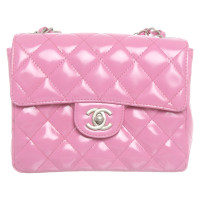 Chanel Classic Flap Bag Mini Square aus Leder in Rosa / Pink