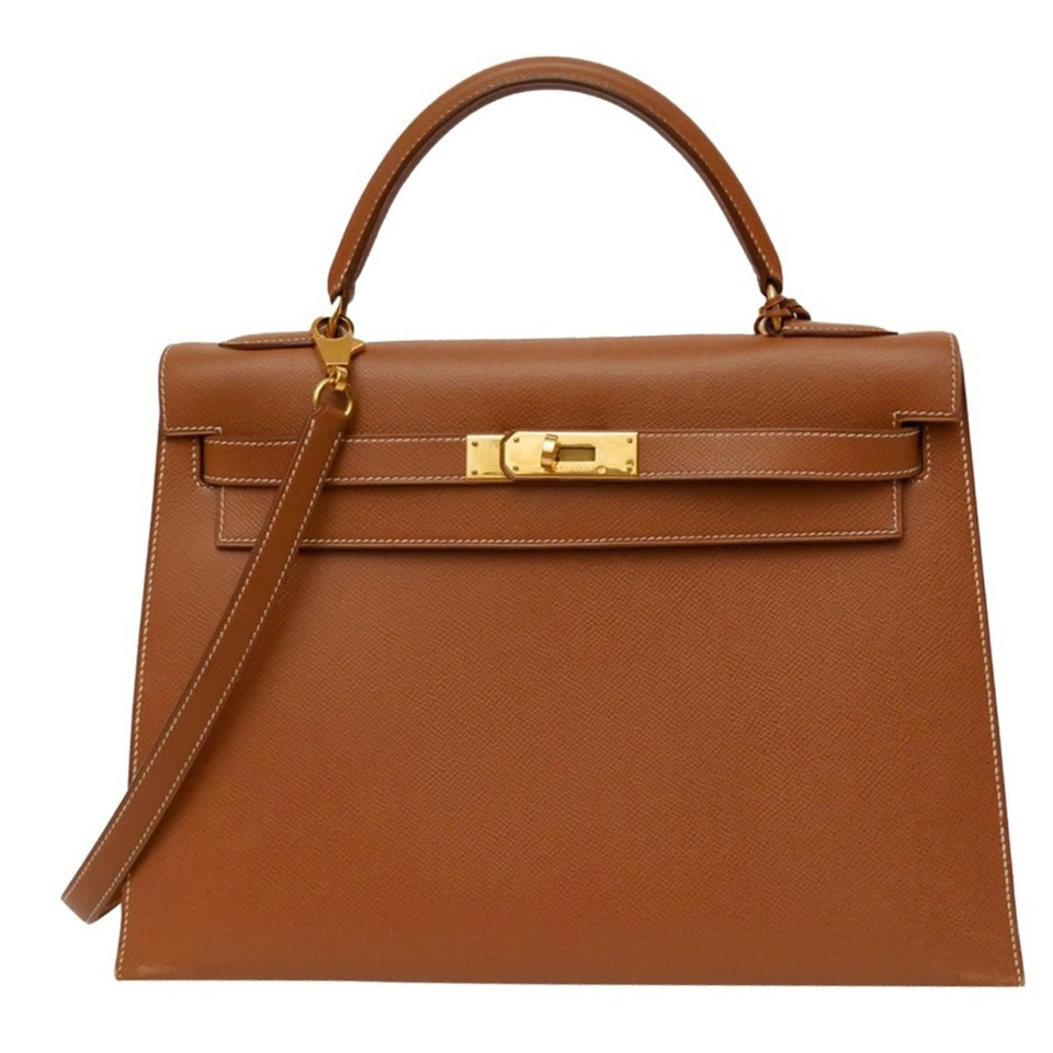 Hermès "Kelly Bag Sellier 32" in Cognacbraun