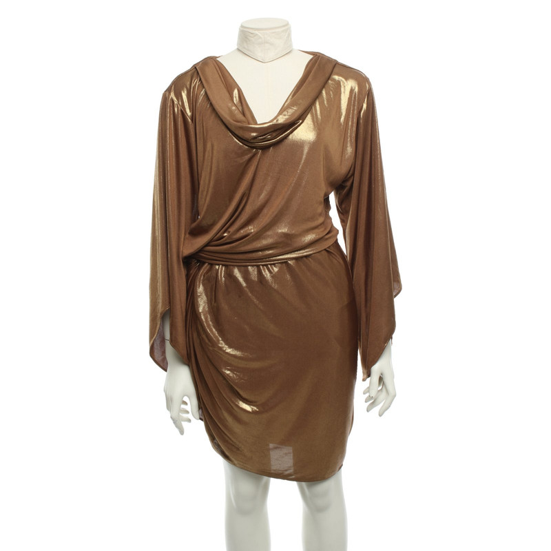 halston heritage gold dress