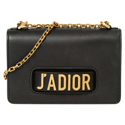 Dior J'adior Flap Bag Leer in Zwart
