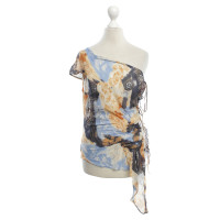 Escada One-Shoulder Blouse with Floral Pattern