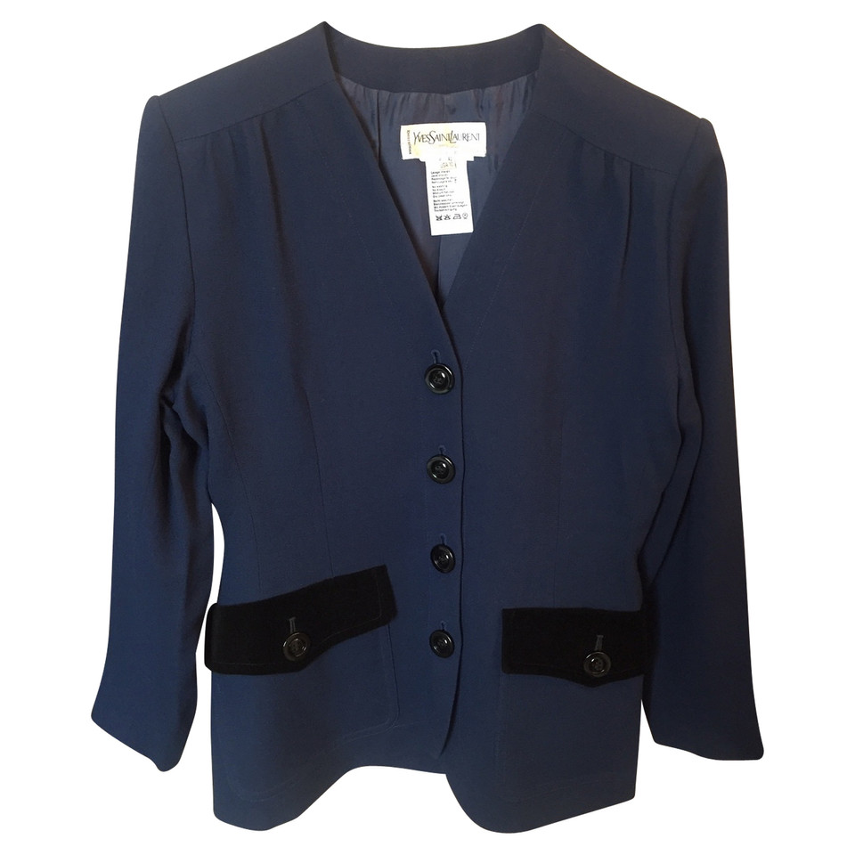 Yves Saint Laurent Blazer Wol in Blauw