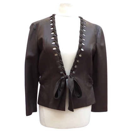 Giorgio Armani Leather jacket with silk ribbon