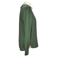 Céline camicetta di seta in verde / bianco