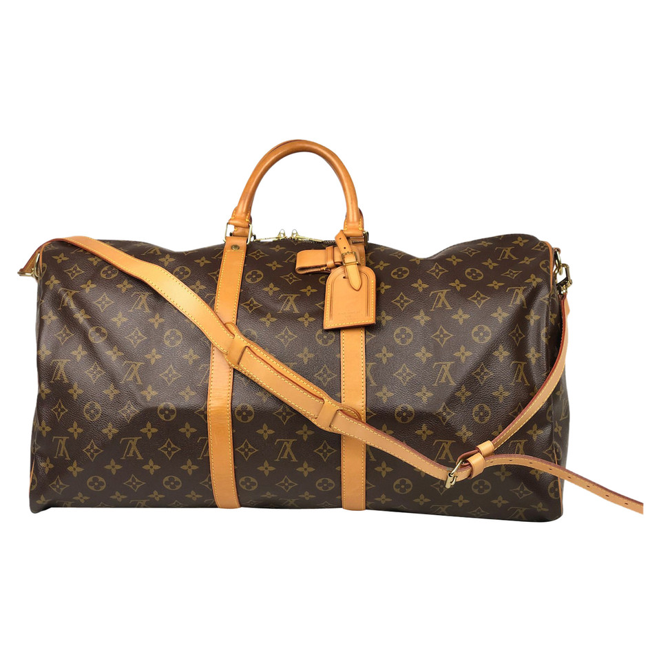 Louis Vuitton Keepall 55 in Tela in Marrone