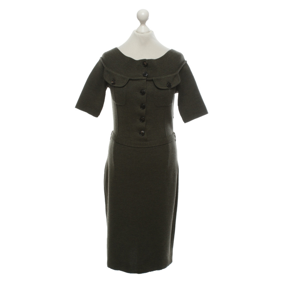 Christian Dior Dress Wool in Olive