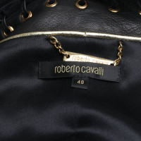 Roberto Cavalli Manteau en cuir noir