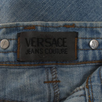 Versace Denim skirt with gold-colored details