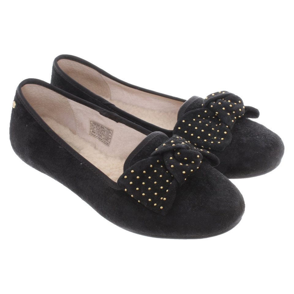 Ugg Australia Slipper/Ballerinas aus Wildleder in Schwarz