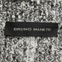 Bruno Manetti Bouclé Cardigan en noir, blanc et argent