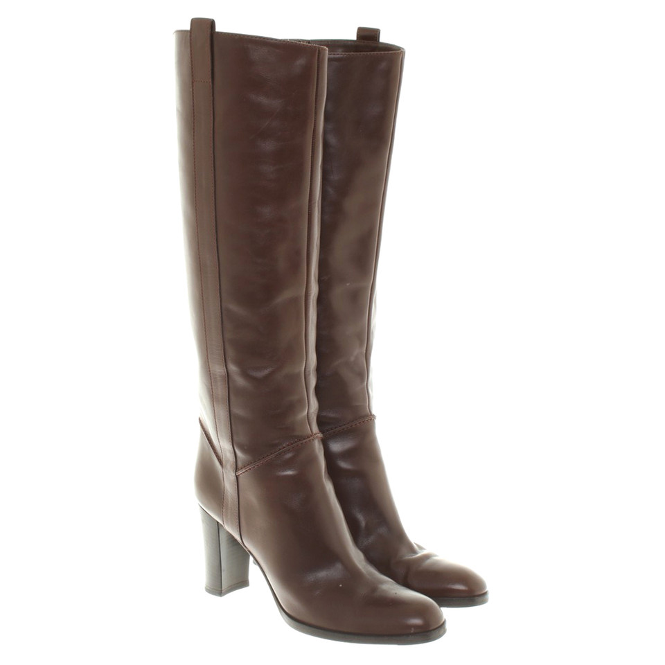 Sergio Rossi Leather boots in dark brown