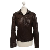 Marc Cain Leather Jacket in Brown