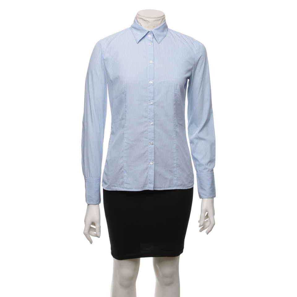 Hugo Boss Shirt blouse in blue / white
