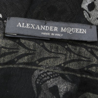 Alexander McQueen sciarpa di seta in nero / argento