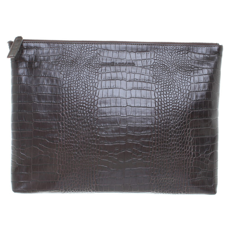 René Lezard clutch con rettile embossment