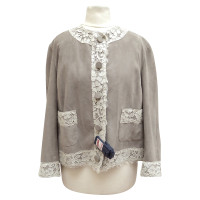 Dolce & Gabbana Giacca in pelle con pizzo