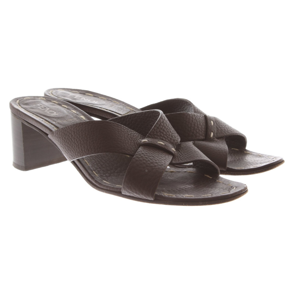 Fendi Sandals Leather in Brown