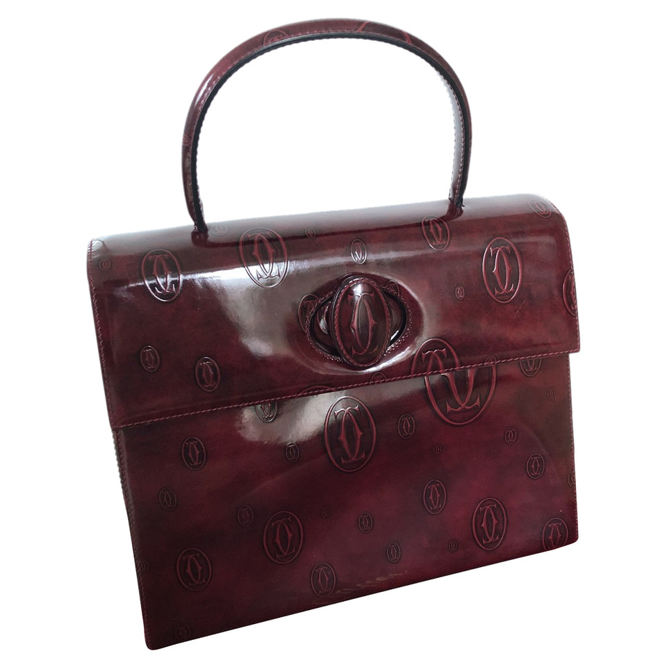Cartier Handtasche aus Lackleder in Bordeaux