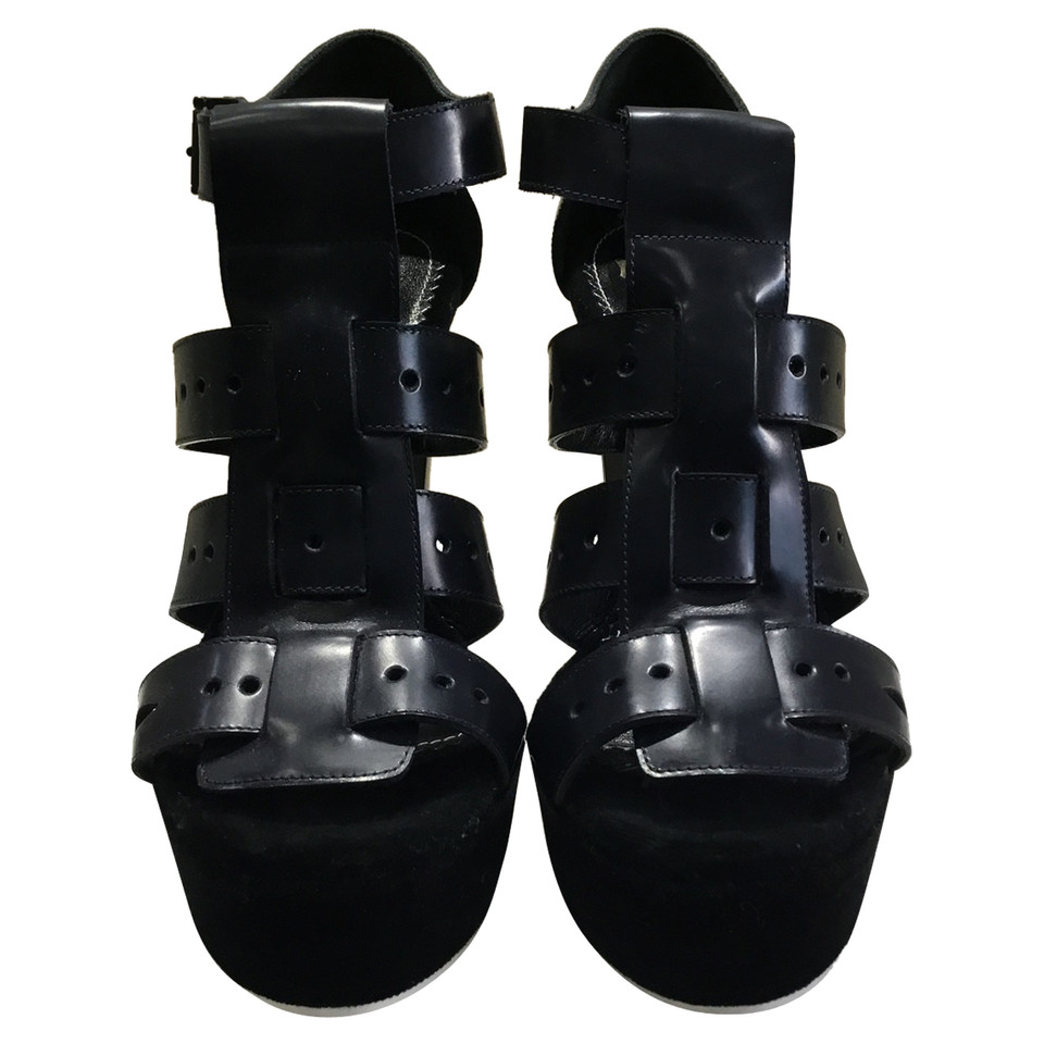 John Galliano Sandals Leather in Blue