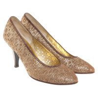 Pollini Pumps/Peeptoes Leather in Gold