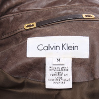 Calvin Klein Veste/Manteau en Cuir en Marron