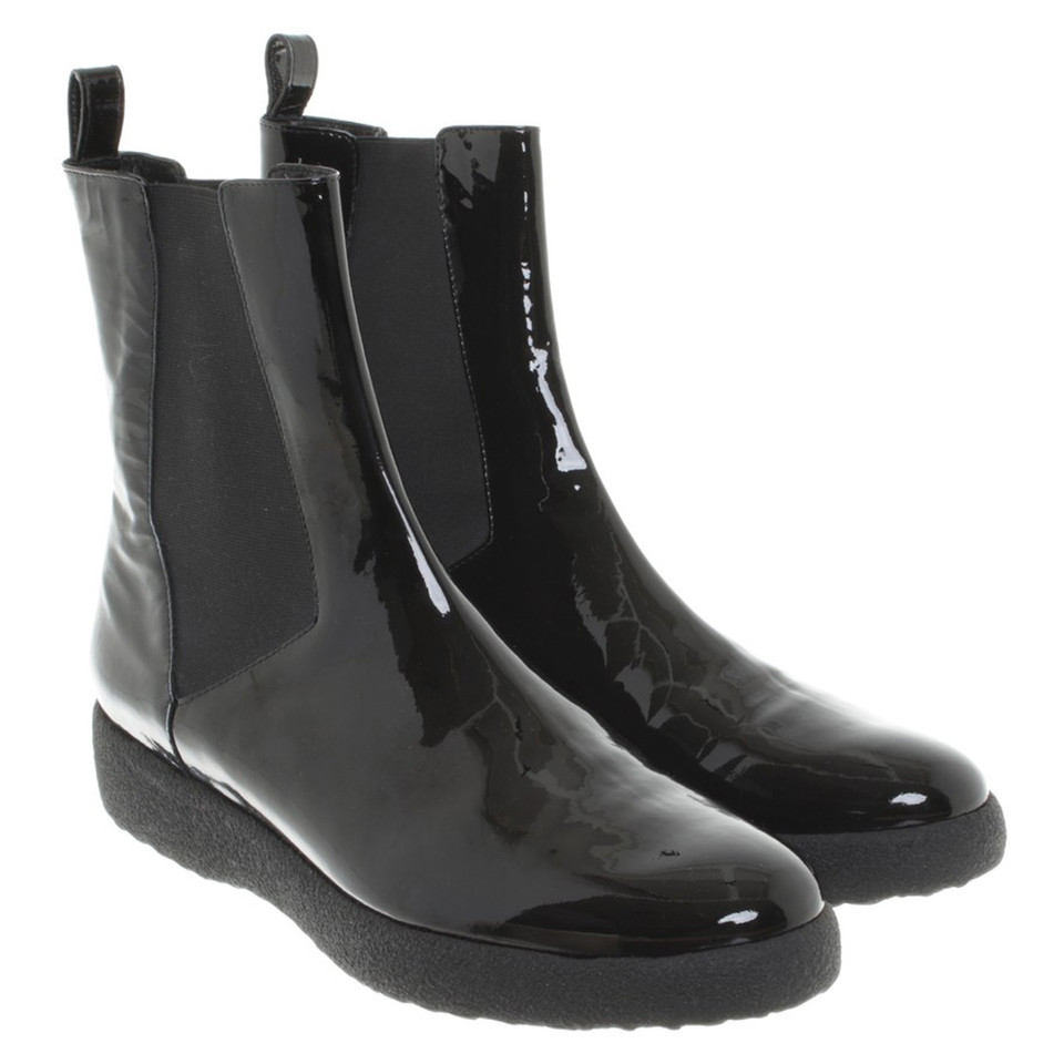 Robert Clergerie Bottes en cuir verni Chelsea