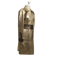 Gucci manteau de cuir couleur or
