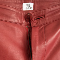 Iris & Ink Pantalon en cuir en rouge
