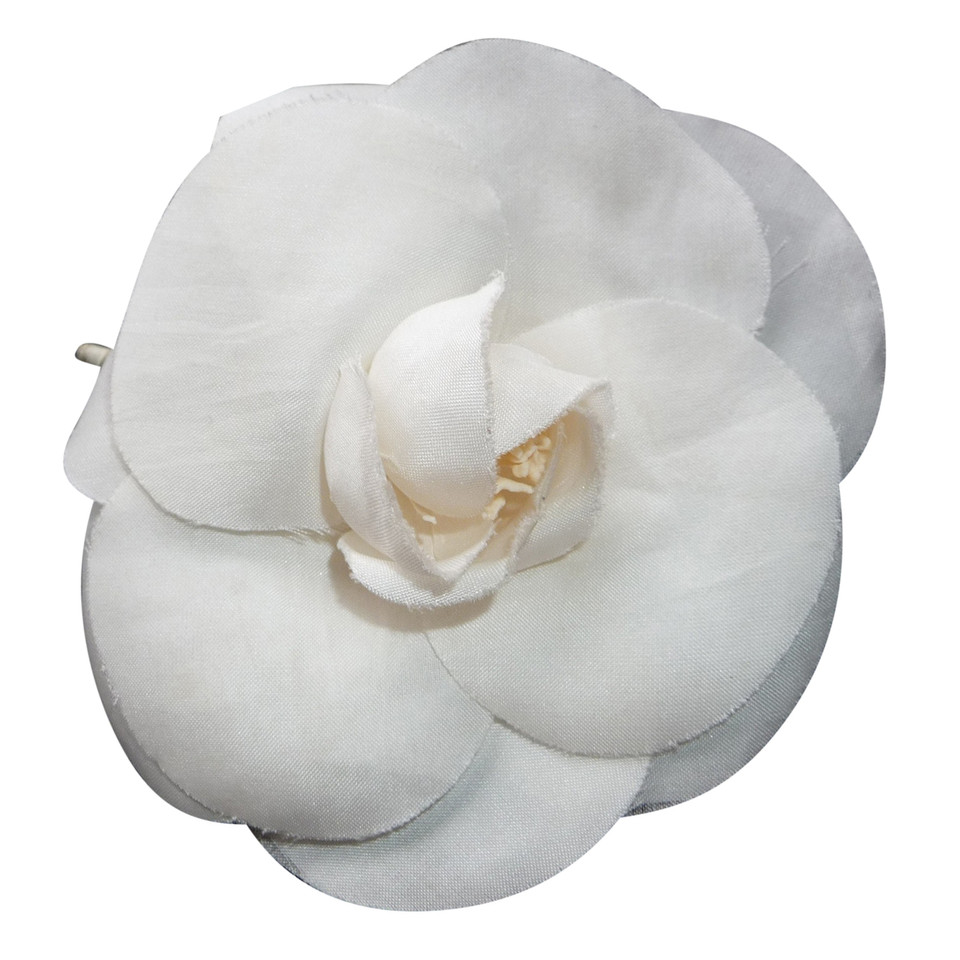 Chanel White silk brooch