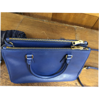 Prada Shopping Bag Leer in Blauw