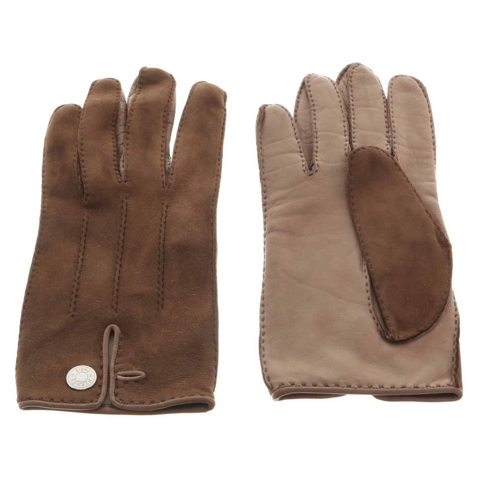 Hermès Handschuhe in Taupe/Dunkelbeige