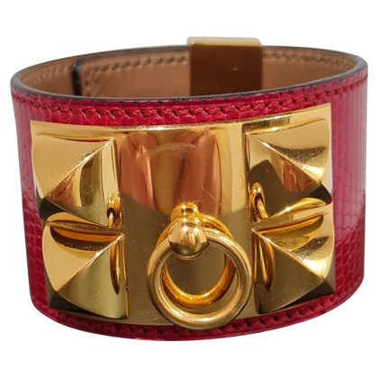 Hermès Collier de Chien Armband aus Leder in Rot
