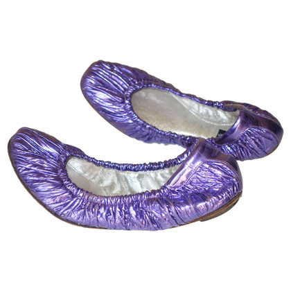Dolce & Gabbana Slippers/Ballerina's Leer in Violet