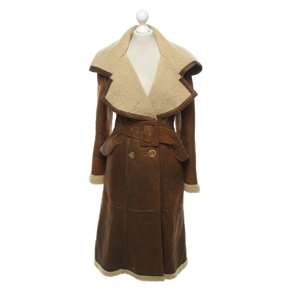 Christian Dior Veste/Manteau en Cuir en Marron