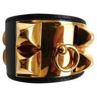 Hermès Collier de Chien Armband Leer in Zwart