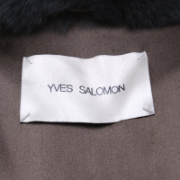Yves Salomon Manteau de fourrure bleu / noir