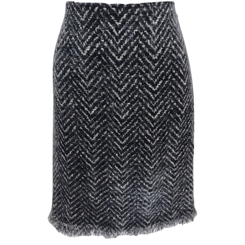 Sport Max Grey Wool Woven Mini Pencil Skirt 