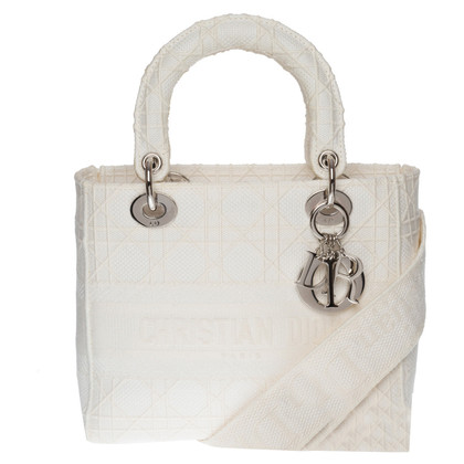 Dior Lady D-Lite Bag aus Wolle in Weiß