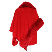 Christian Dior Cashmere cape with fox fur trim