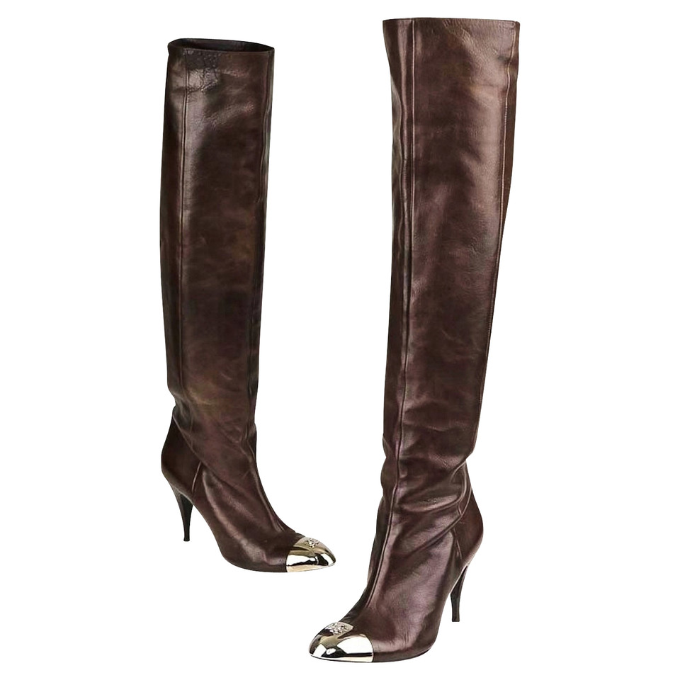Chanel Brown Knee High Boots