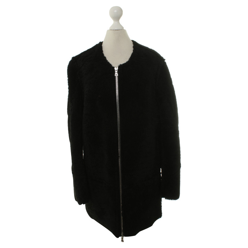 Sandro Fur coat in black