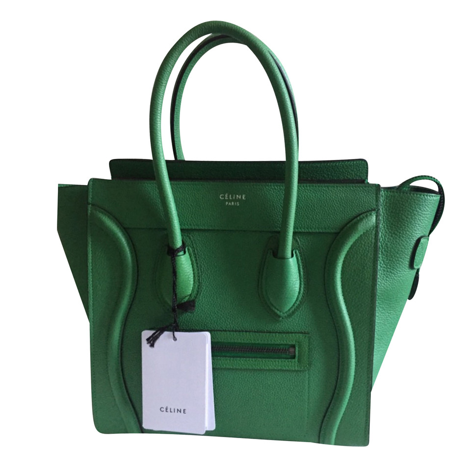 Céline Luggage Micro Leer in Groen