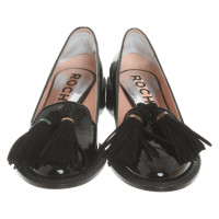 Rochas Slipper/Ballerinas aus Lackleder in Schwarz