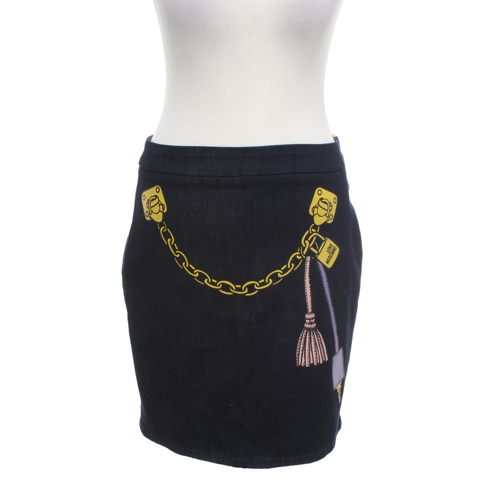 Moschino Love Denim skirt with print